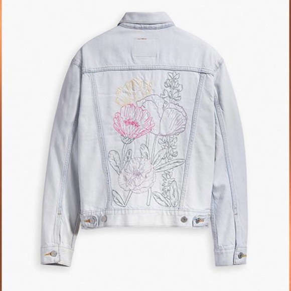 Levi's Jackets & Blazers - Levis Ex Boyfriend Trucker embroidered denim jean jacket stitched floral